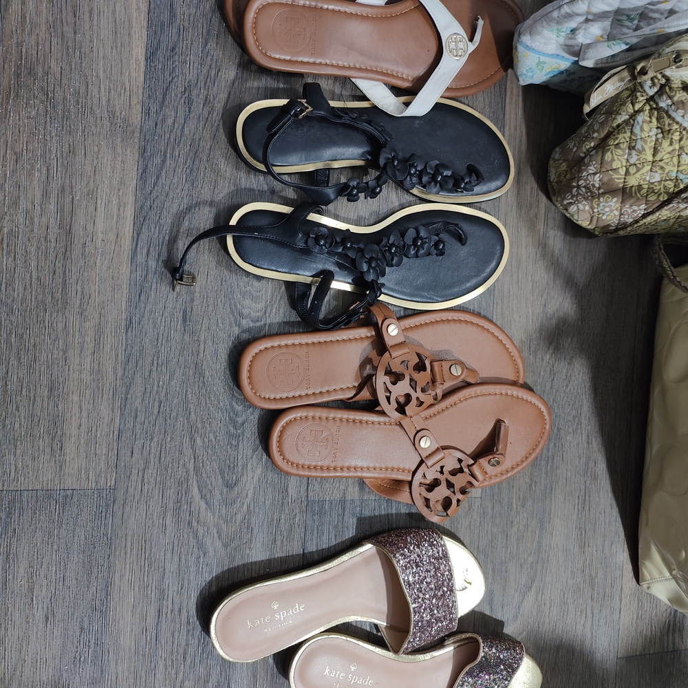 Tory Burch Black and Tan Sandals